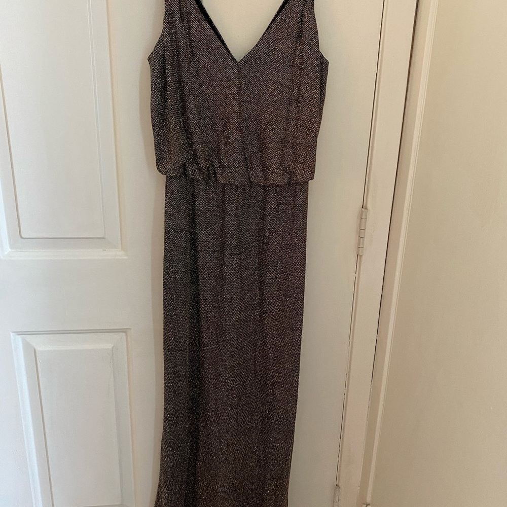 This is a sparkly copper color gown for a special occasion..